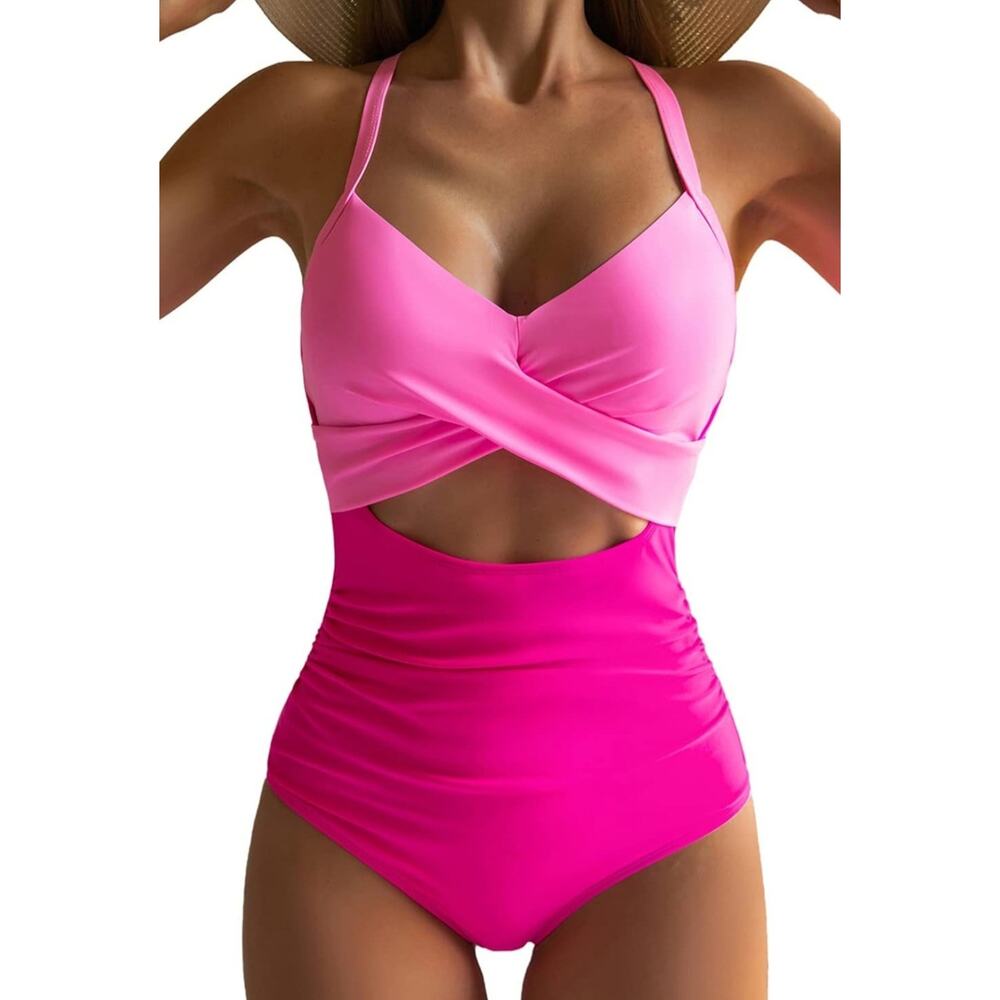 Eomenie Womens One Piece Swimsuits Tummy Control Cutout High Waisted Small